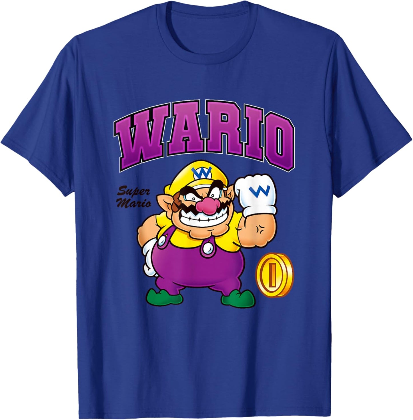 Super Mario Bros Wario Big Character Portrait T-Shirt - T-Shirt | Royal