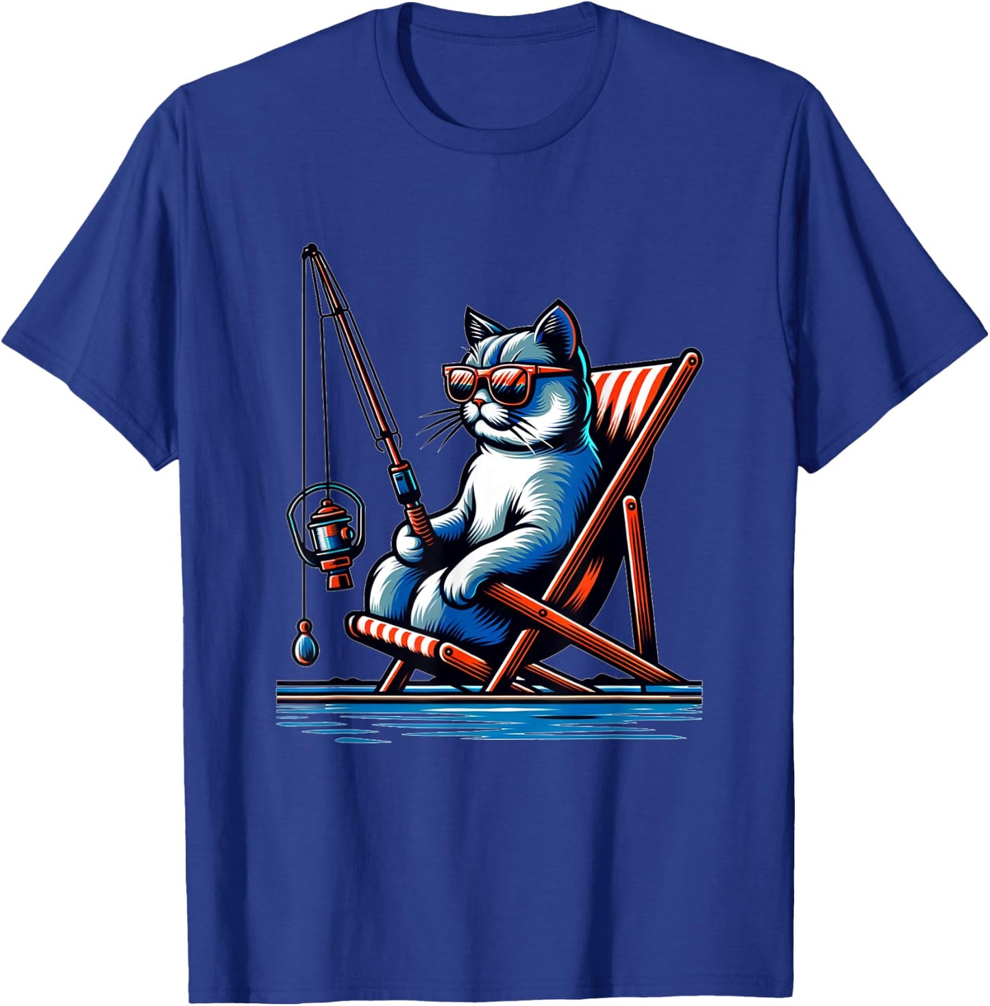 Cool Cat Things Funny Fishing Cat , Black, Small T-Shirt - T-Shirt | Royal