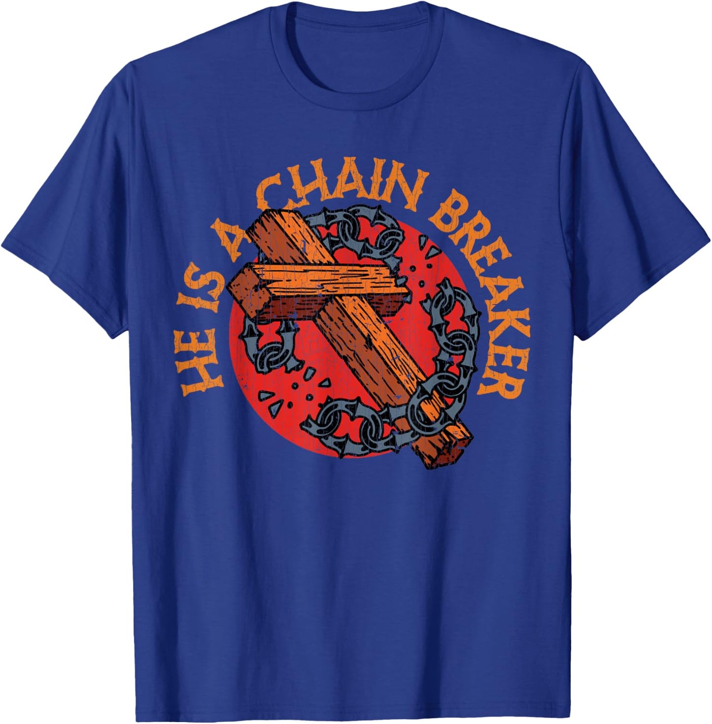 Vintage Christian Apparel Clothing Gifts Chain Breaker T-Shirt - T-Shirt | Royal