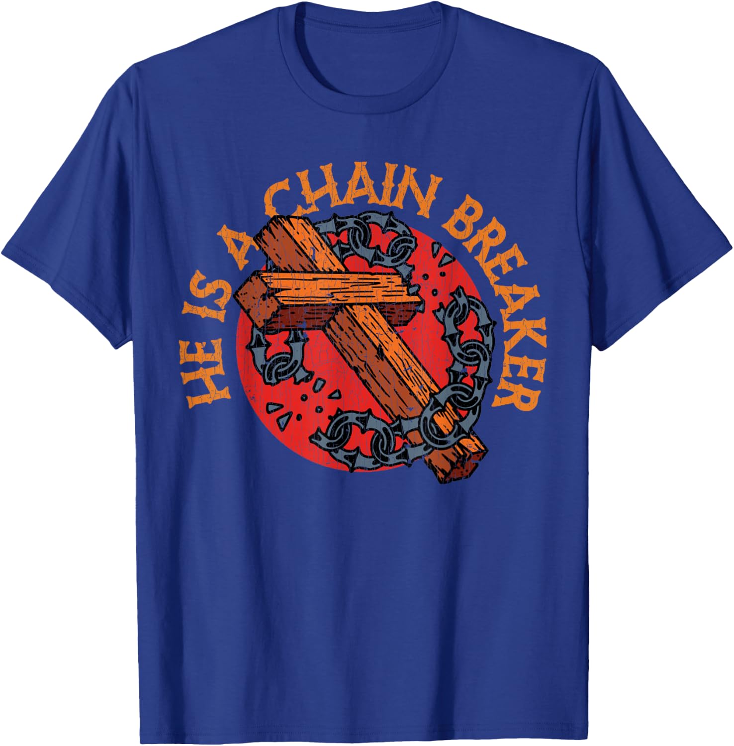 Vintage Christian Apparel Clothing Gifts Chain Breaker T-Shirt - T-Shirt | Royal