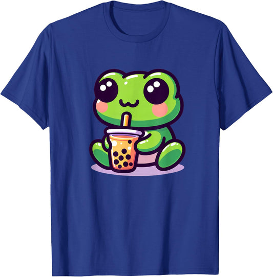 Kawaii Frog Anime Boba Tea Bubble Milk Tea Kids T-Shirt - T-Shirt | Royal