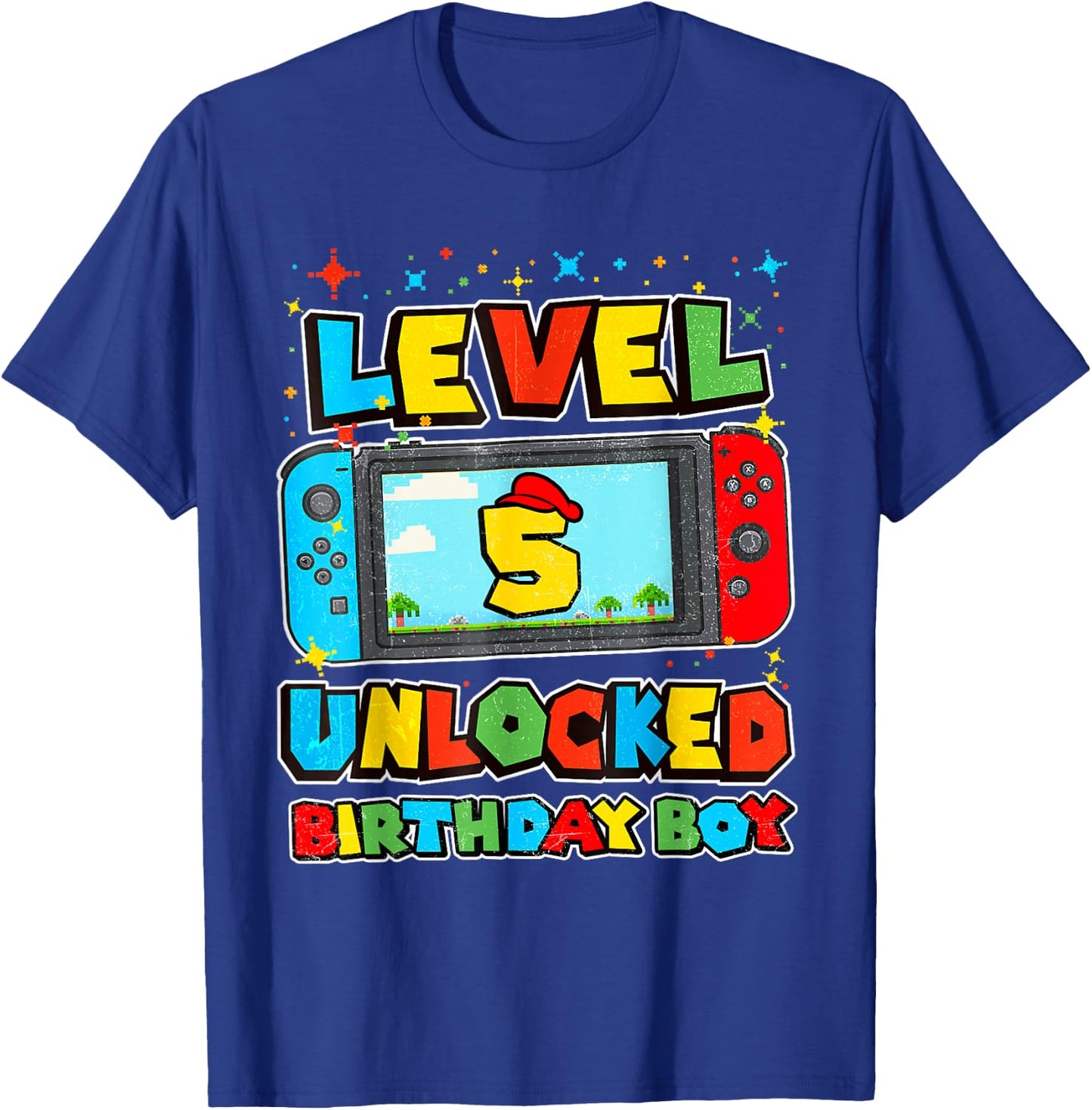 Level 5 Unlocked Birthday Boy Happy 5th Birthday Videos Game T-Shirt - T-Shirt | Royal