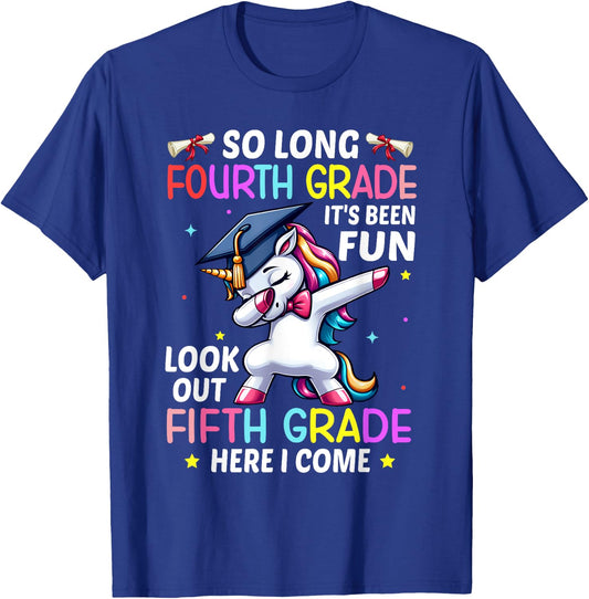 So Long 4th Grade 5th Grade Here I Come Unicorn Graduation T-Shirt - T-Shirt | Royal