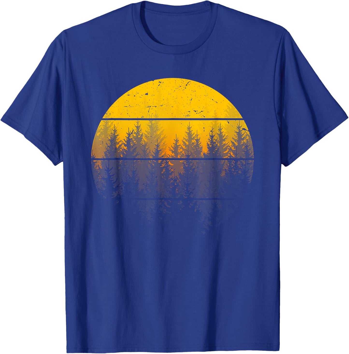 Retro Forest Trees Outdoors Nature Women Men Vintage Graphic T-Shirt - T-Shirt | Royal