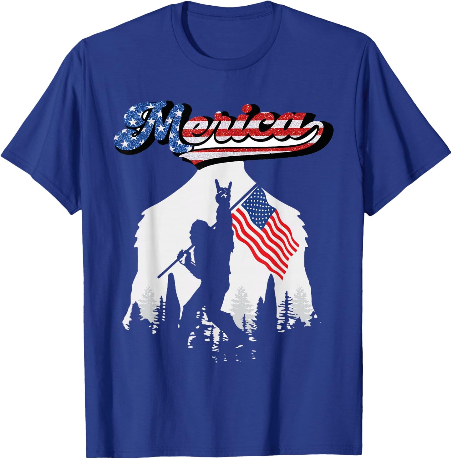 Bigfoot 4th of July American USA Flag Patriotic Men T-Shirt - T-Shirt | Royal