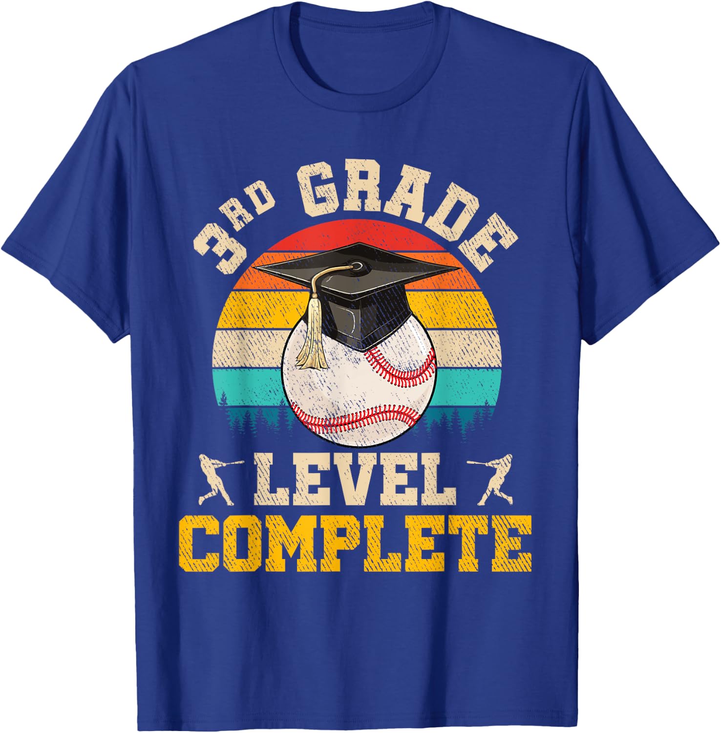 3rd Grade Level Complete Baseball Boy Last Day Of School T-Shirt - T-Shirt | Royal