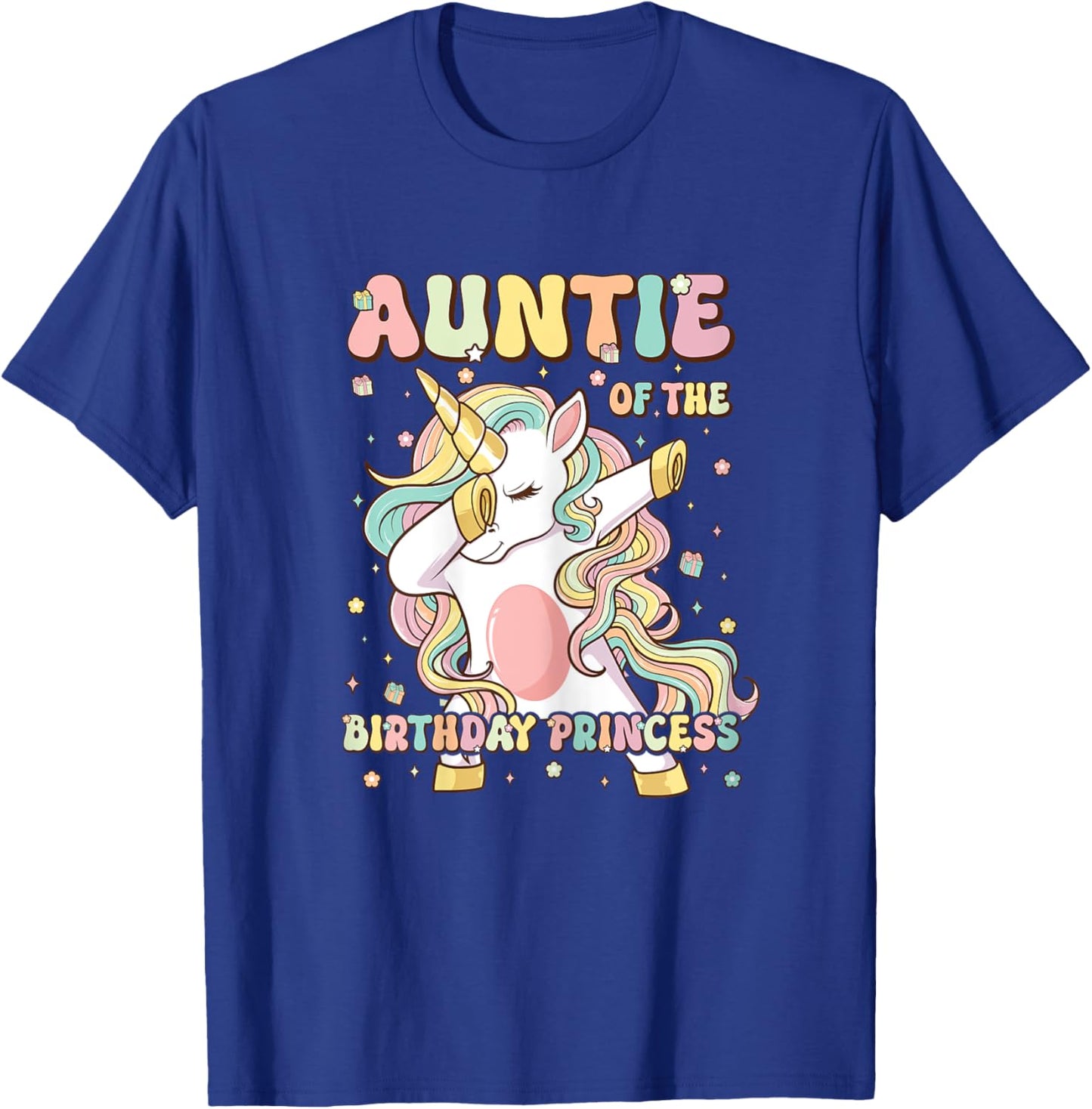 Auntie Of The Birthday Princess Unicorn Birthday Girl T-Shirt - T-Shirt | Royal