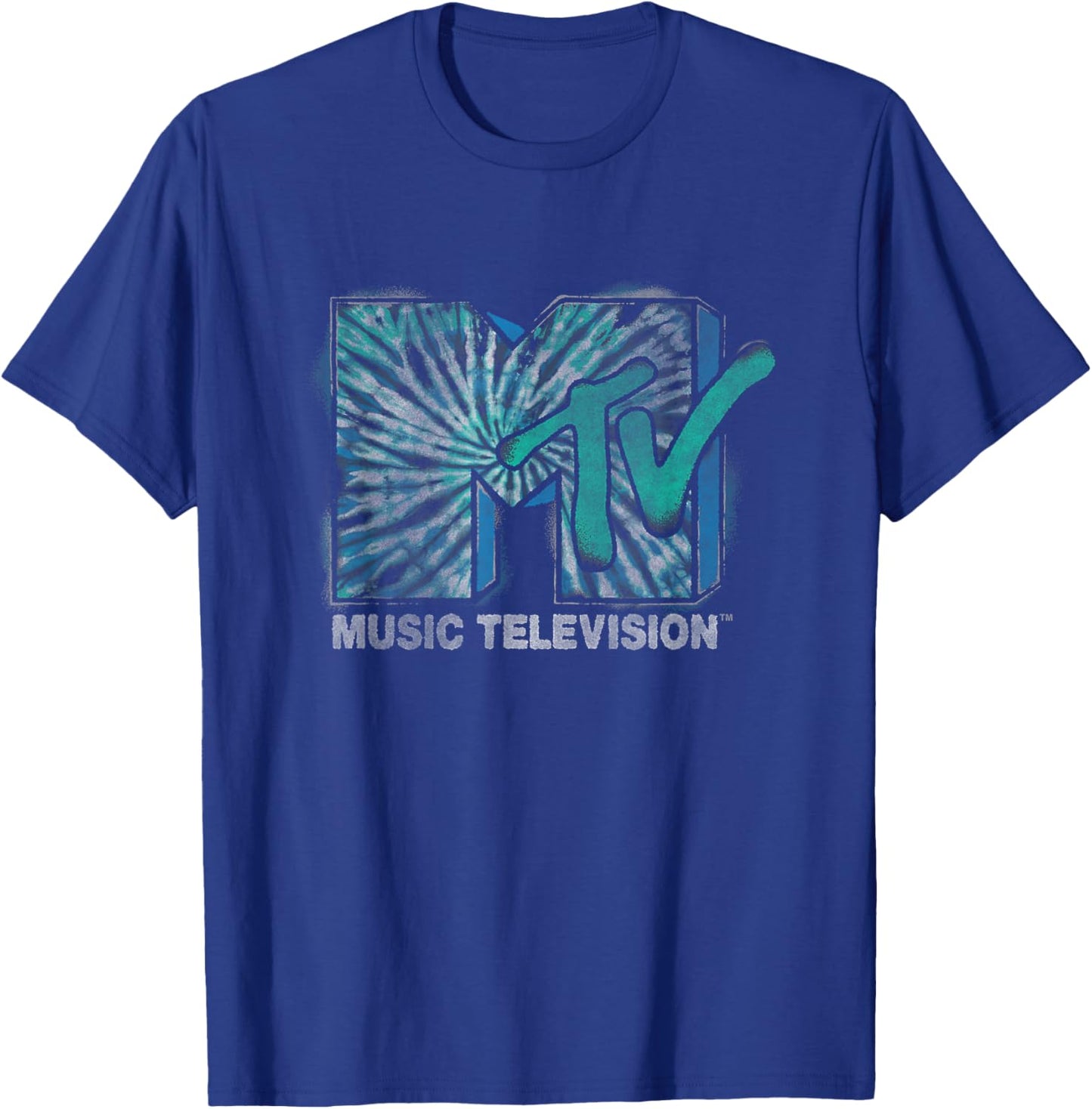 MTV Blue Green Tie Dyed I Want My MTV Front & Back T-Shirt - T-Shirt | Royal