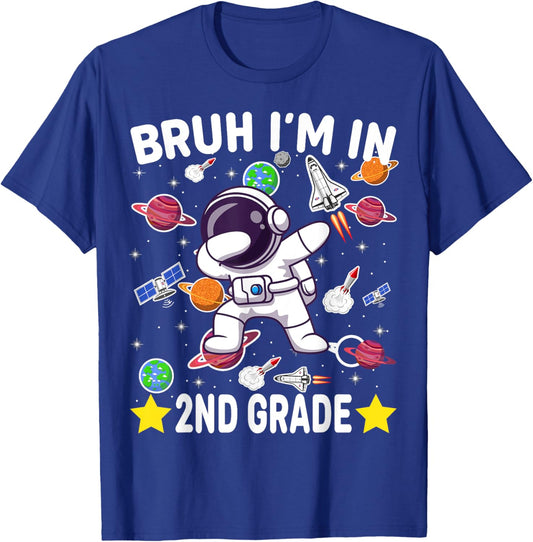 Second Grade Dabbing Boy Astronaut Bruh i'm in 2nd Grade T-Shirt - T-Shirt | Royal