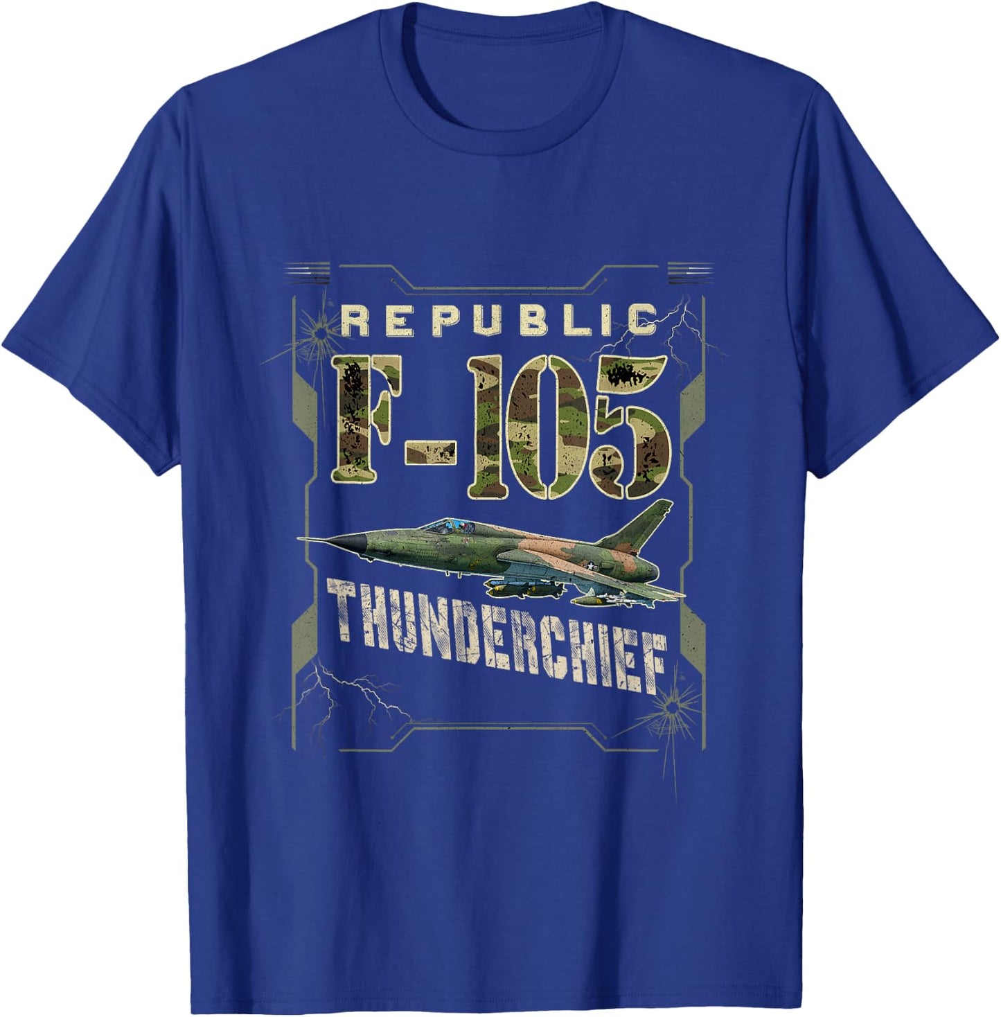 F-105 Thunderchief Fighter Military Aircraft Pilot Veteran T-Shirt - T-Shirt | Royal