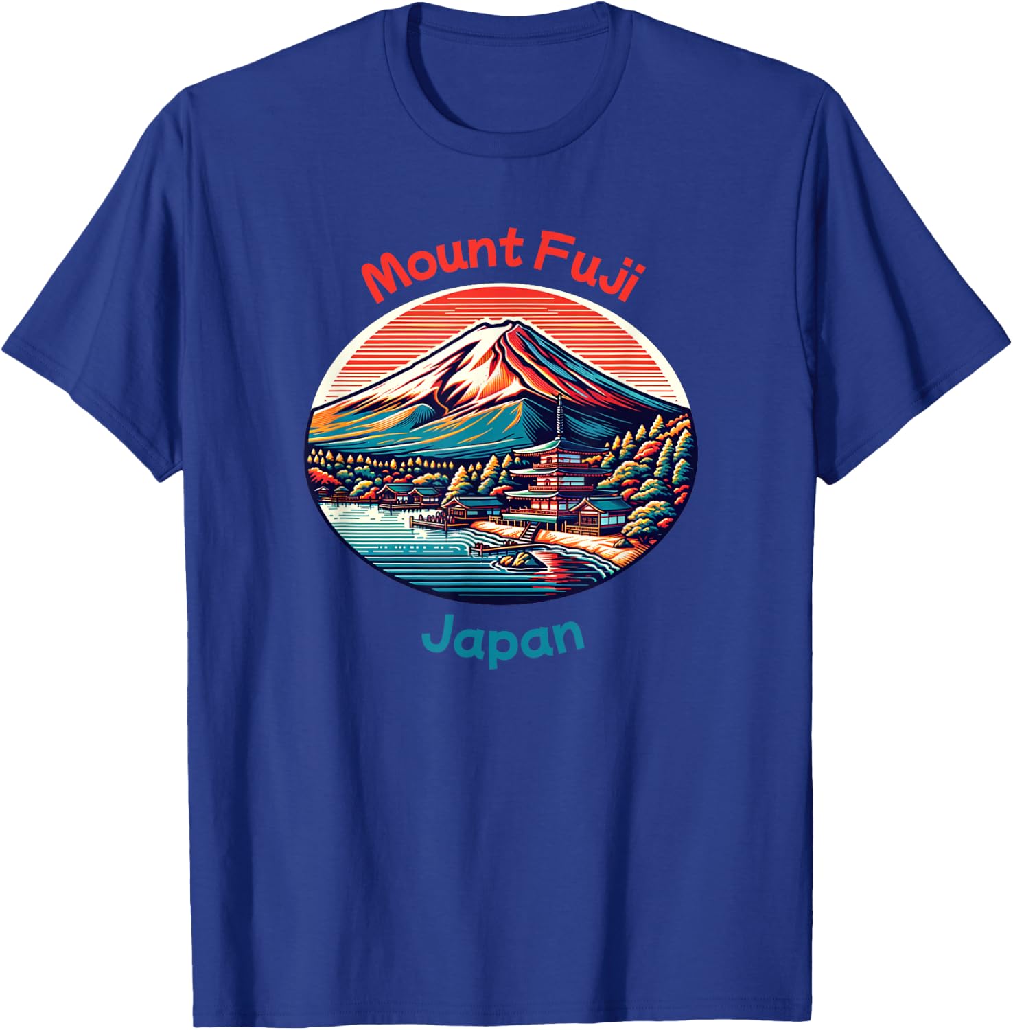 Mt Fuji Mountain Vintage Japanese T-Shirt - T-Shirt | Royal