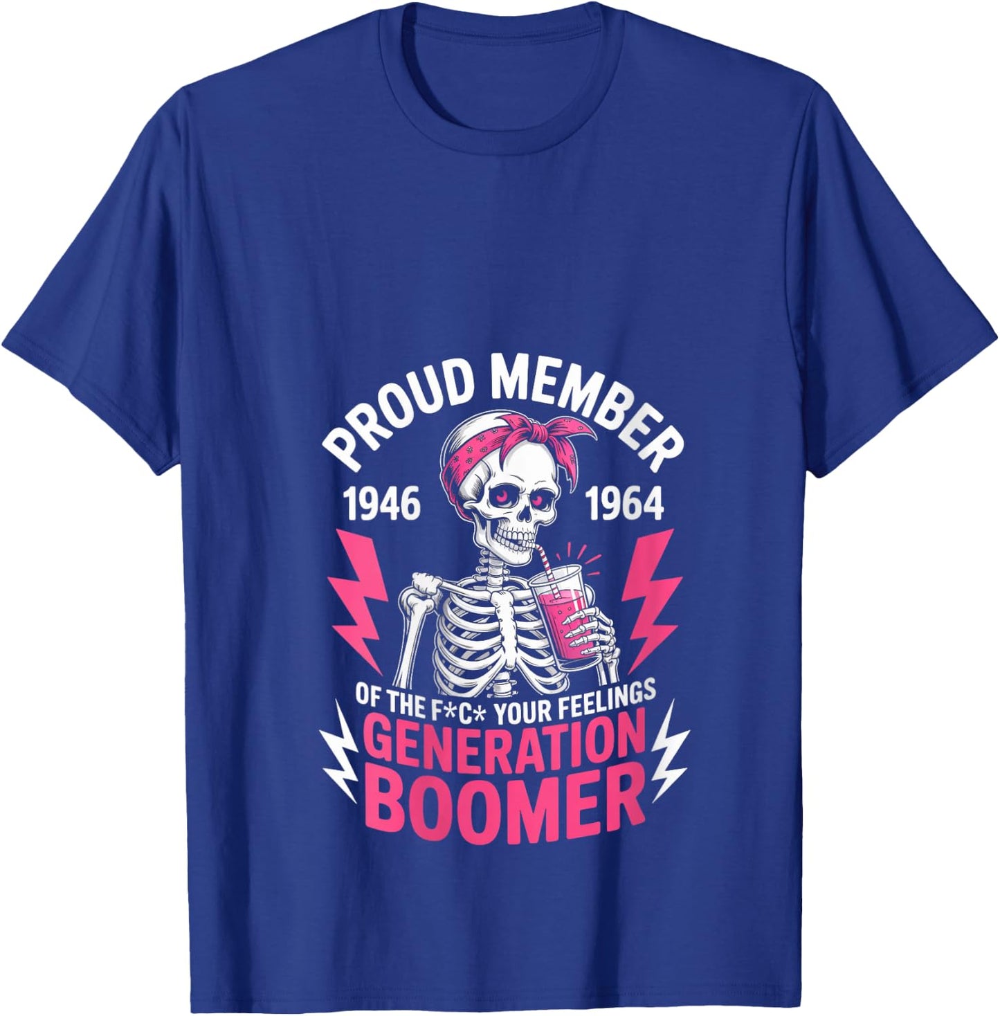 Proud Member Of Baby Boomer Humor Boomer Funny Boomer V-Neck T-Shirt - T-Shirt | Royal