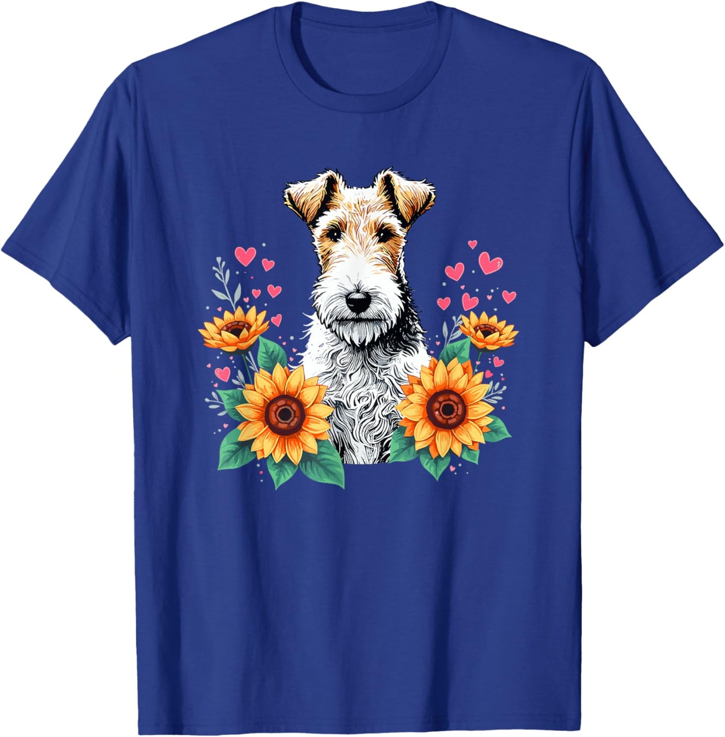 Sunflowers Wire Fox Terrier T-Shirt - T-Shirt | Royal