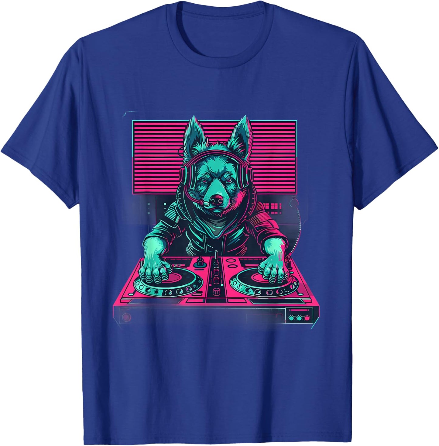 Dog Music DJ Techno Turntable DJ Dog Artwork EDM Beatmaker T-Shirt - T-Shirt | Royal