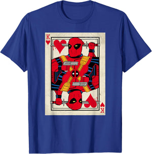 Marvel Deadpool King of Hearts MERC Playing Card T-Shirt - T-Shirt | Royal