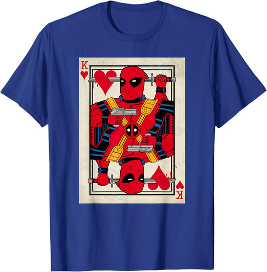 Marvel Deadpool King of Hearts MERC Playing Card T-Shirt - T-Shirt | Royal