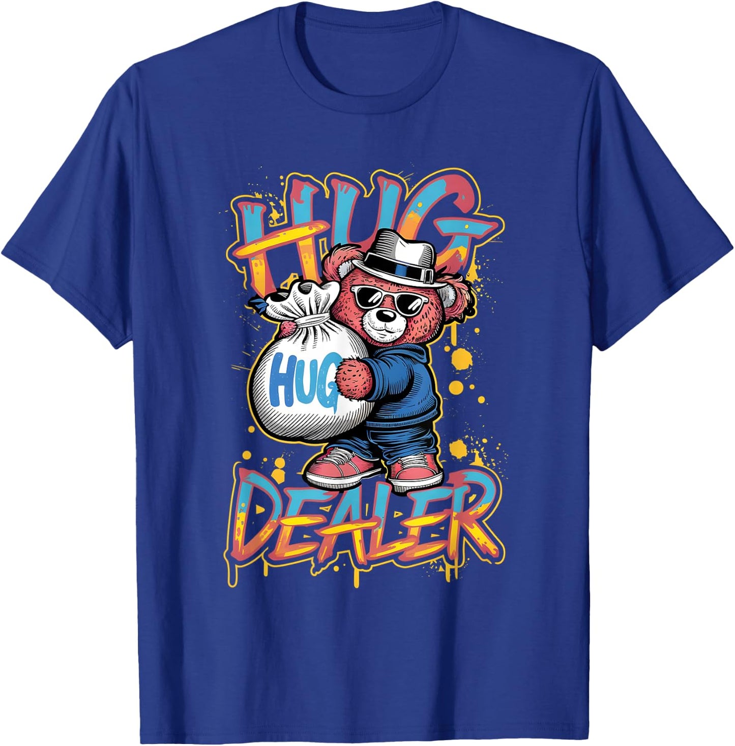Cool Gangster Teddy Bear as Hug Dealer for Smile & Fun T-Shirt - T-Shirt | Royal