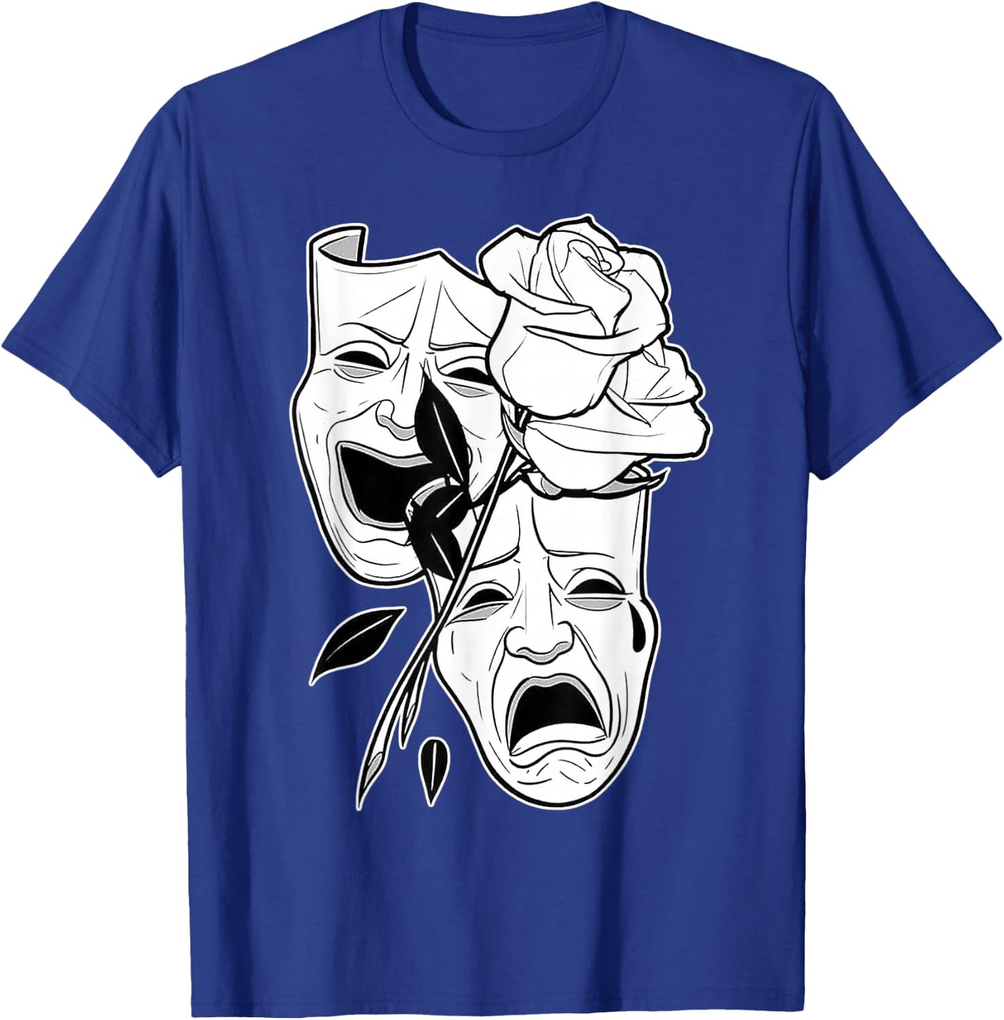 Laugh Now Cry Later Rose Blackwork Minimal Chicano Flash T-Shirt - T-Shirt | Royal