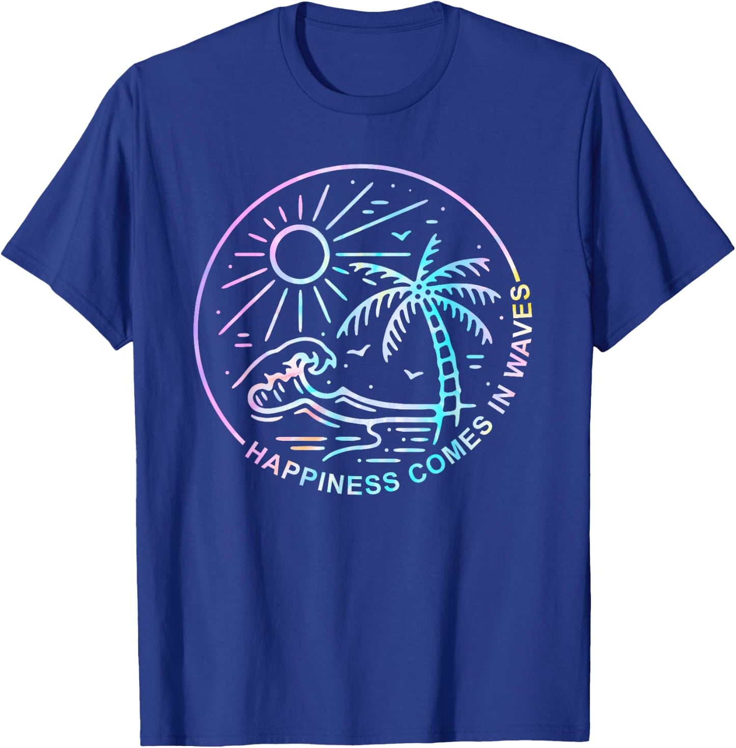 Happiness Comes In Tie Dye Waves Summer Matching Vacation Men Women T-Shirt - T-Shirt | Royal