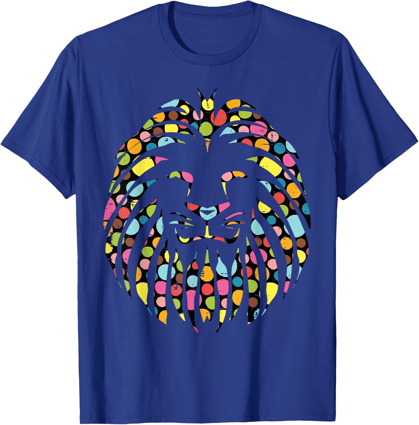 Dot Art Lion Face Polka Dots Men Women Kids T-Shirt - T-Shirt | Royal