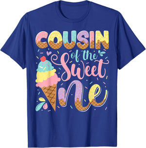 Cousin Of The Sweet One Ice Cream 1St Birthday Party T-Shirt - T-Shirt | Royal
