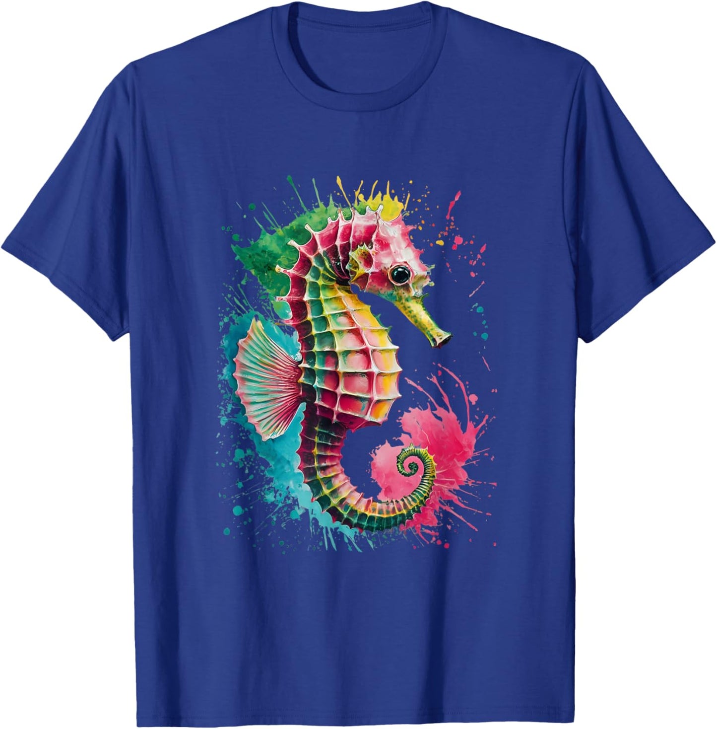 Seahorse Men Woman Colorful Watercolor Seahorse T-Shirt - T-Shirt | Royal