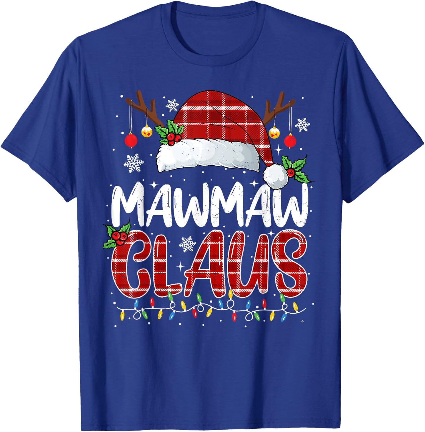 Mawmaw Claus Christmas Lights Pajama Family Matching T-Shirt - T-Shirt | Royal