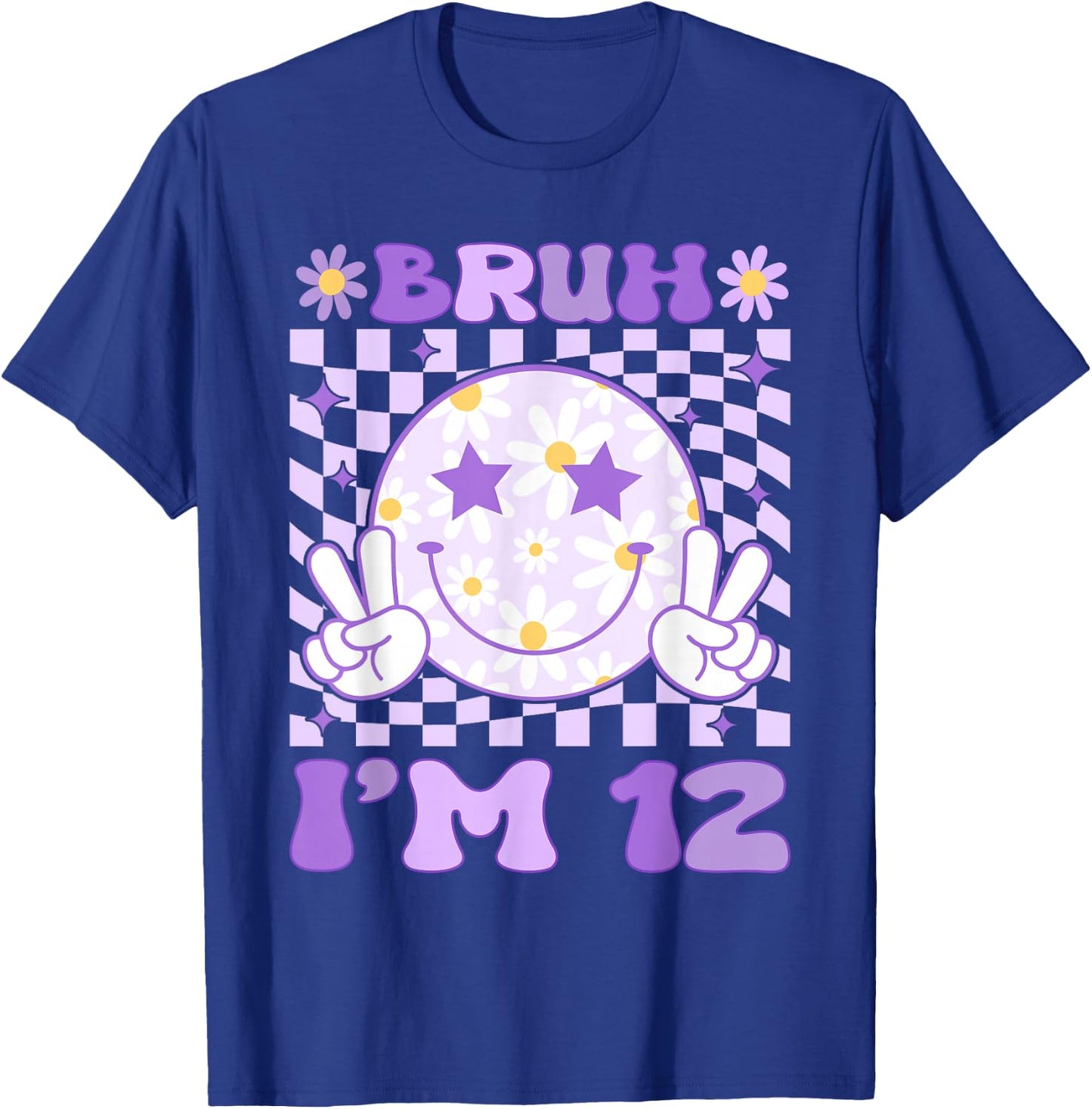 Bruh I'm 12 Years Old Purple Birthday Girls 12th Birthday T-Shirt - T-Shirt | Royal