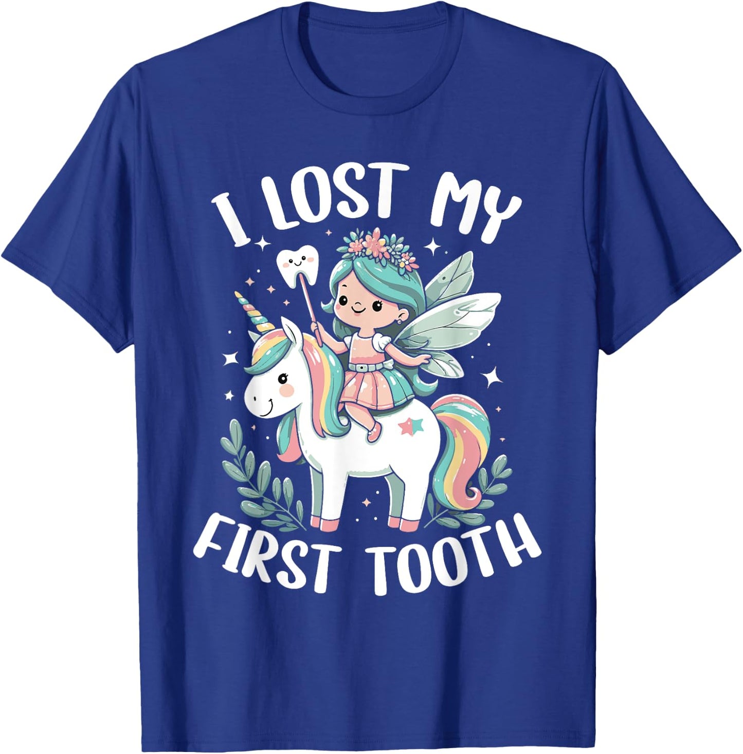I Lost My First Tooth Funny Unicorn Tooth Fairy T-Shirt - T-Shirt | Royal