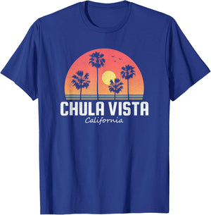 Chula Vista T Shirt Women Men Kids California Retro Sunset T-Shirt - T-Shirt | Royal