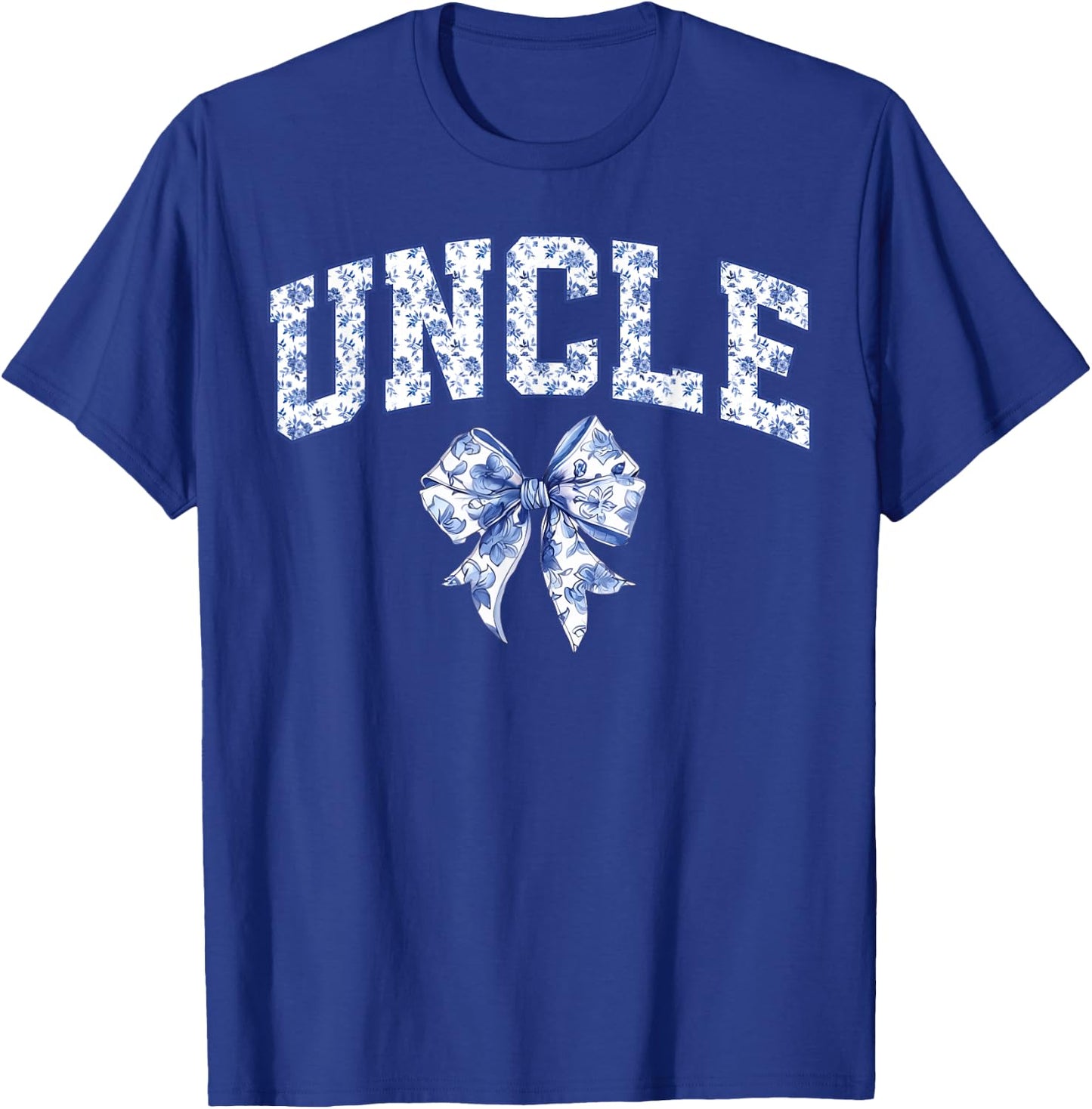 Uncle Coquette Toile Blue Bow Floral Family Matching T-Shirt - T-Shirt | Royal