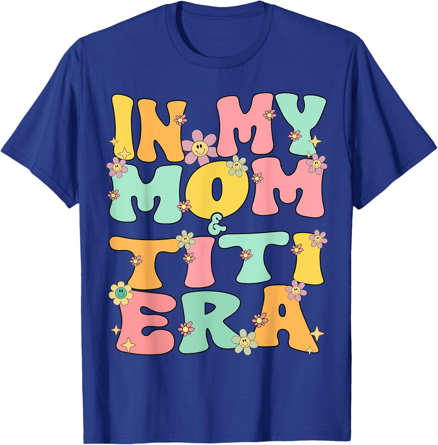 In My Mom And Titi Era Groovy Mom And Titi Grandma Christmas T-Shirt - T-Shirt | Royal