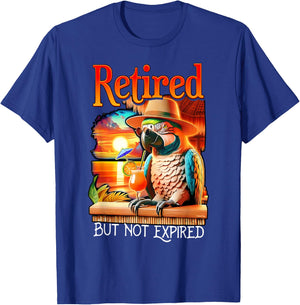 Retired But Not Expired Parrot Summer Vacation Retirement T-Shirt - T-Shirt | Royal