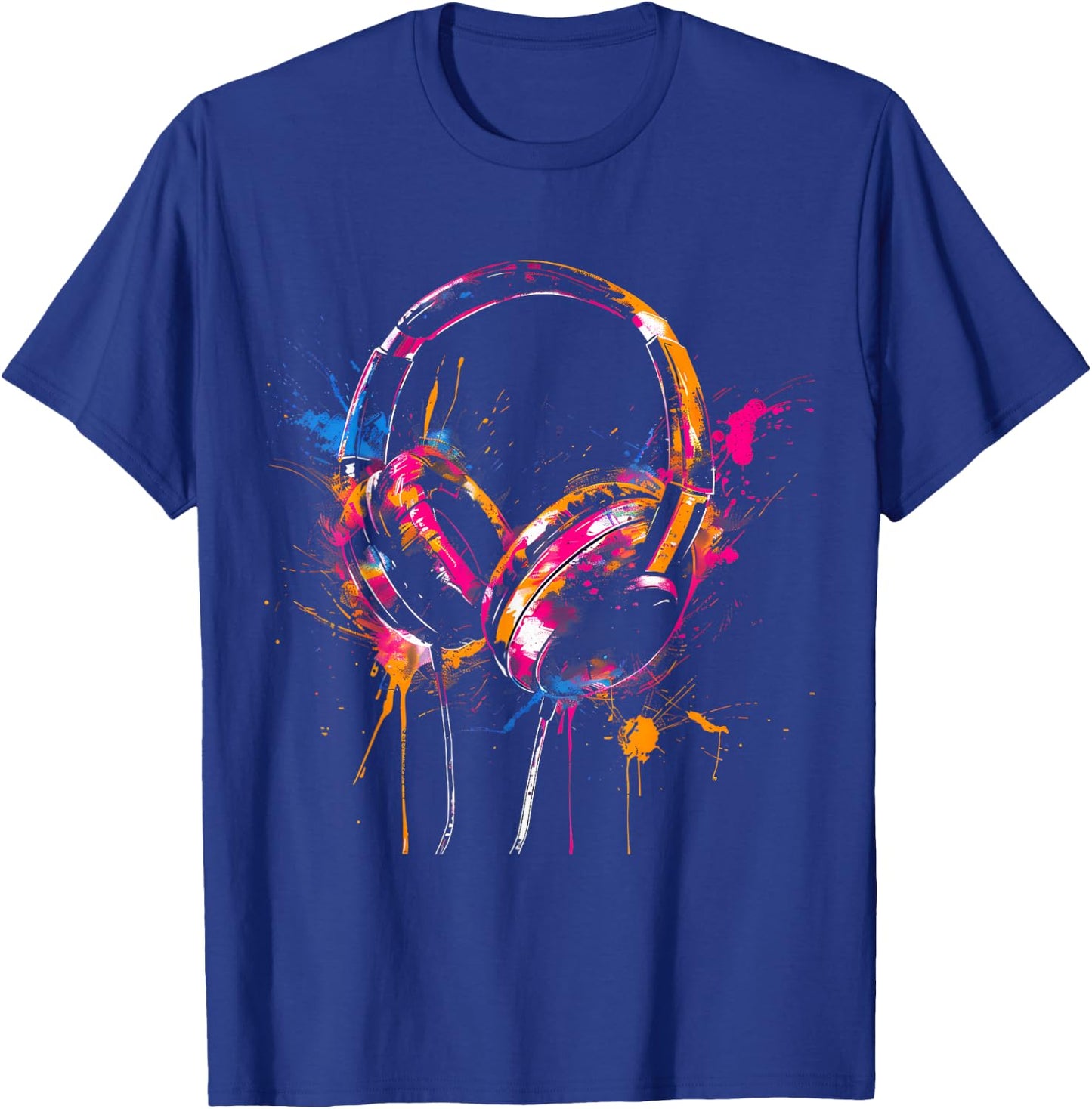 Headphones Music DJ Splash EDM Music Headphones Music Lover T-Shirt - T-Shirt | Royal