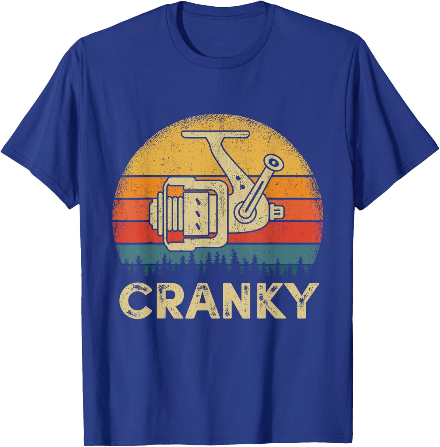 Funny Cranky Fishing Reel Pun Shirt Humor Fishermen T-Shirt - T-Shirt | Royal