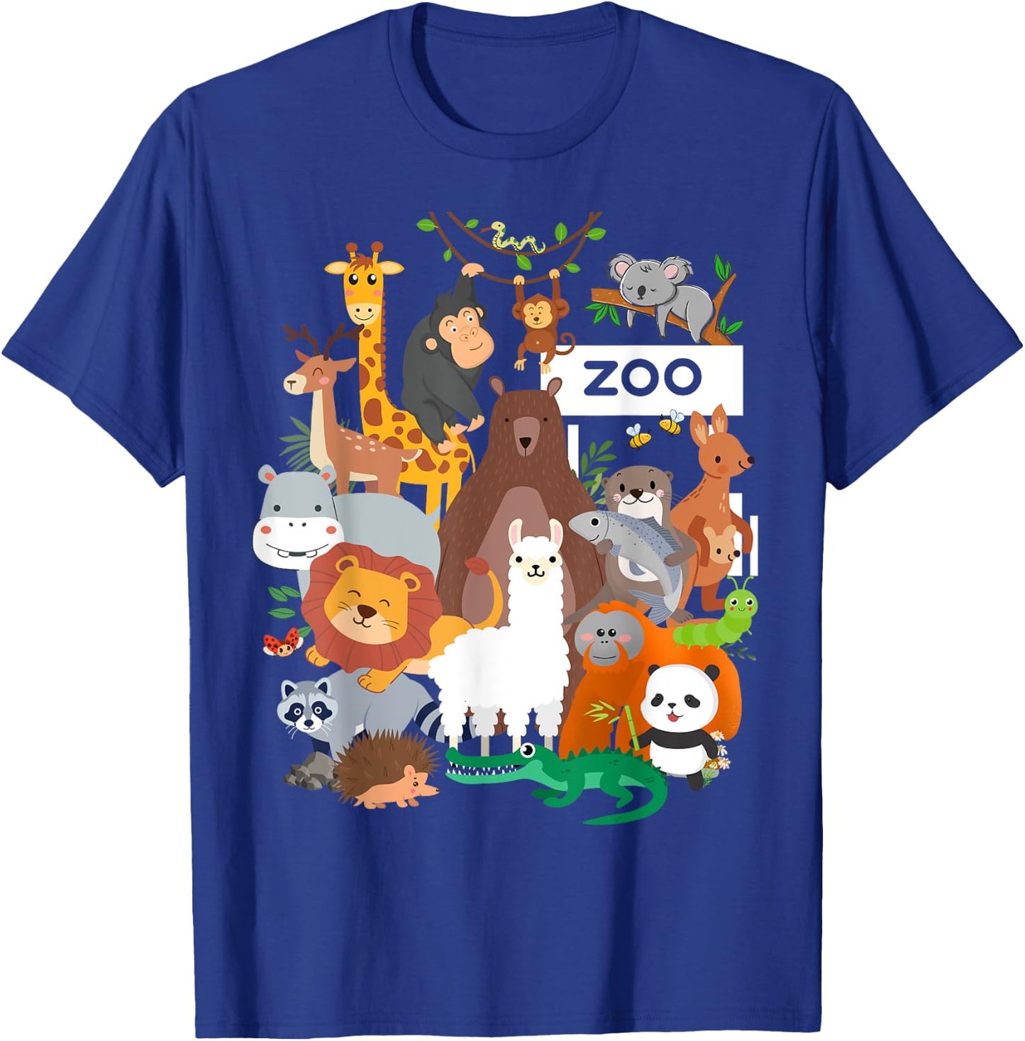 Men Women and Kids Wildlife Zoo Day Party Cute 23 Animals T-Shirt - T-Shirt | Royal