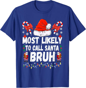 Most Likely To Watch All The Football Games Christmas Family T-Shirt - T-Shirt | Royal