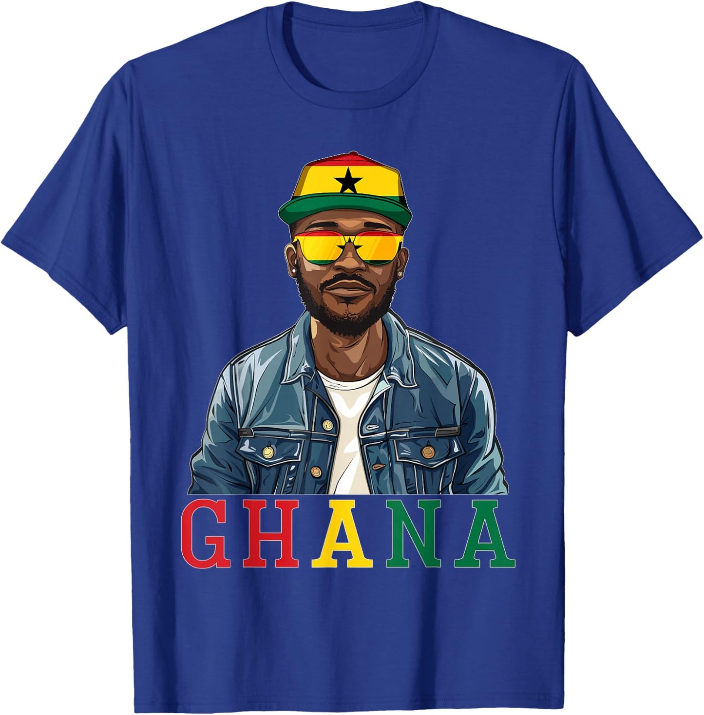 Ghana Flag Outfit for Man Souvenirs Coountry Ghanaian T-Shirt - T-Shirt | Royal