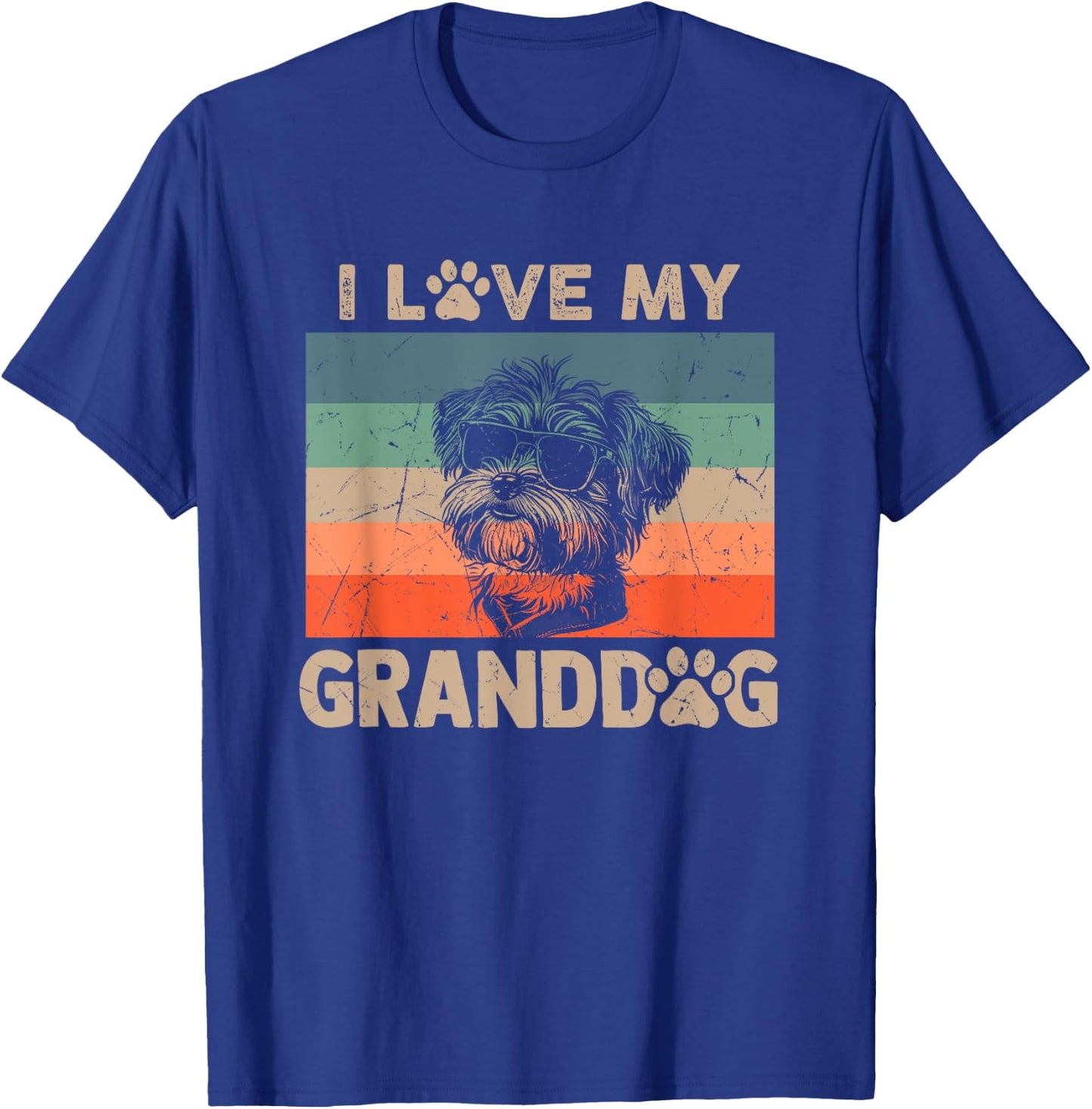 I Love My Granddog Shorkie Grandma Grandpa Dog Owner Dog Paw T-Shirt - T-Shirt | Royal