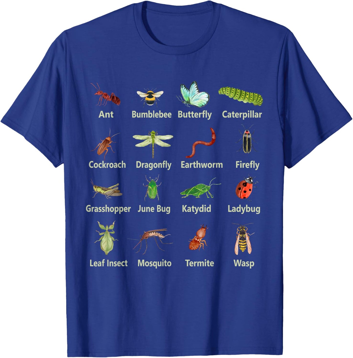 Types of Insects Funny Insect Names Bug Entomologist Kids T-Shirt - T-Shirt | Royal