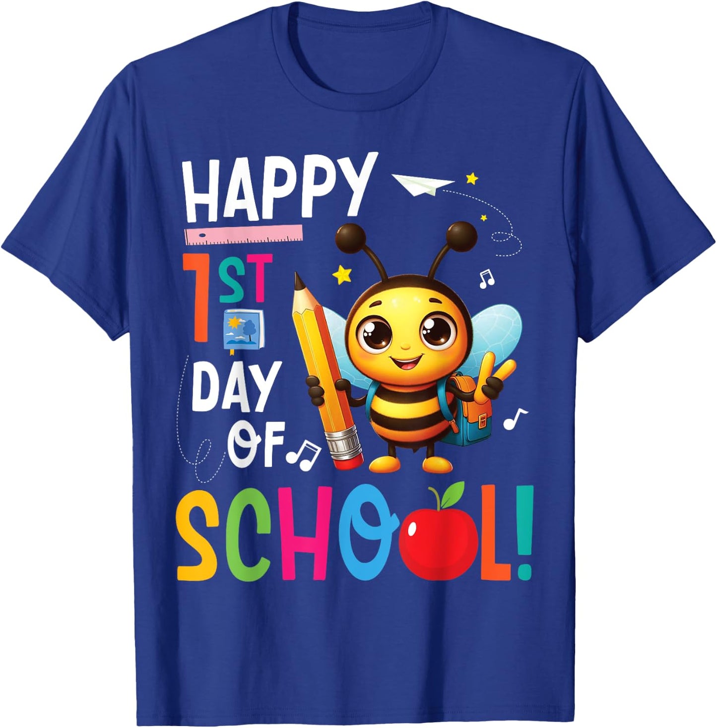 BEE Lover Student Back To School Happy First Day Of School T-Shirt - T-Shirt | Royal