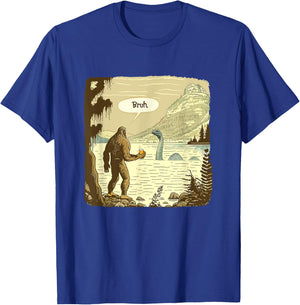 Funny Bigfoot and Nessie Bruh Moment Beer T-Shirt - T-Shirt | Royal