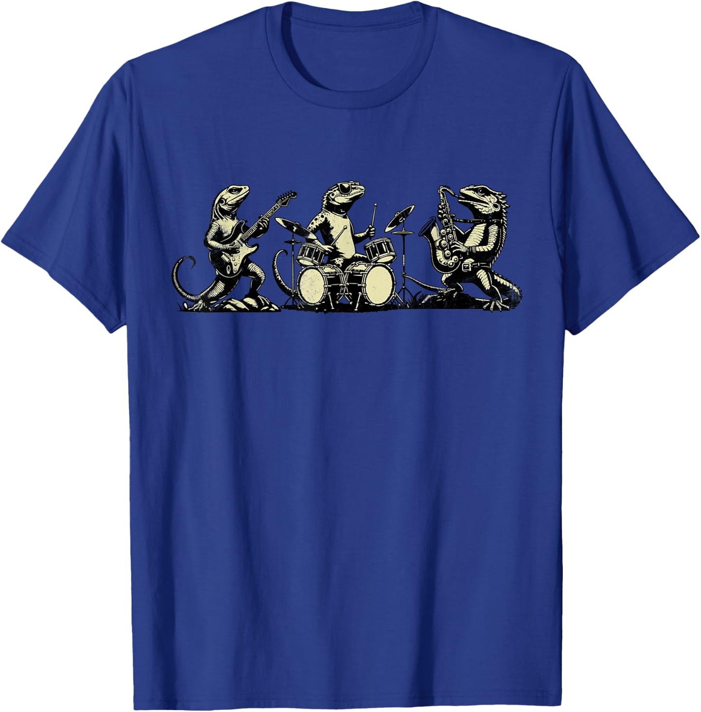 Retro Rock Music Lizard Funny Vintage Lizard Band Music T-Shirt - T-Shirt | Royal