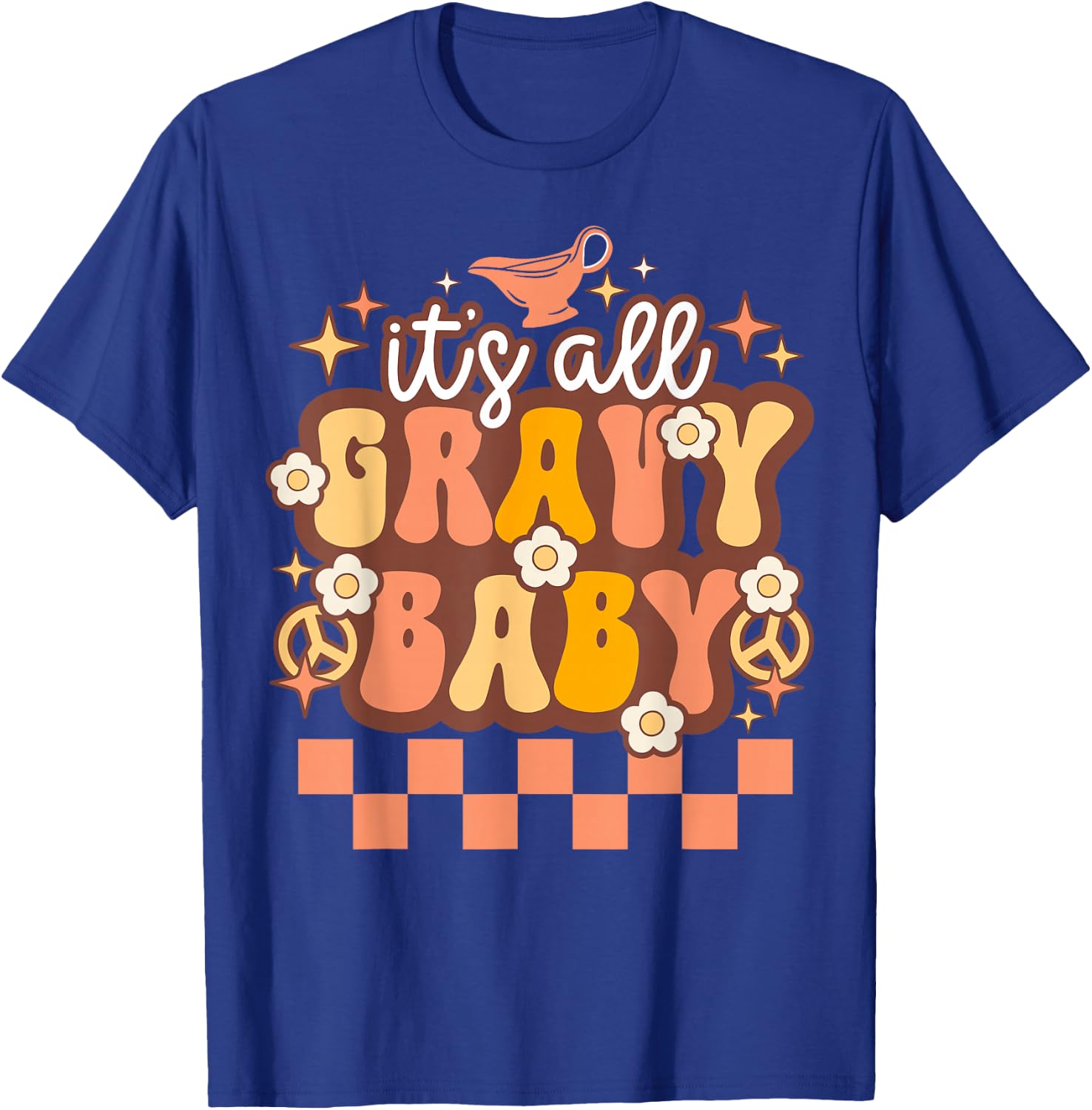 Vintage Groovy Its All Gravy Baby Funny Family Thanksgiving T-Shirt - T-Shirt | Royal