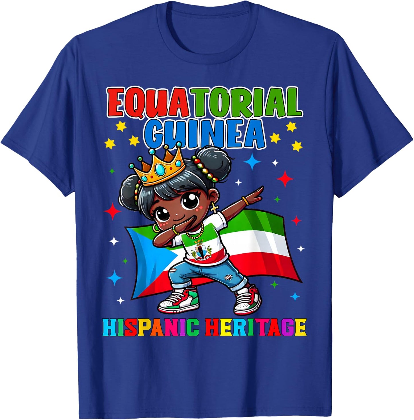 Equatorial Guinea Dabbing Girl Hispanic Heritage Celebration T-Shirt - T-Shirt | Royal