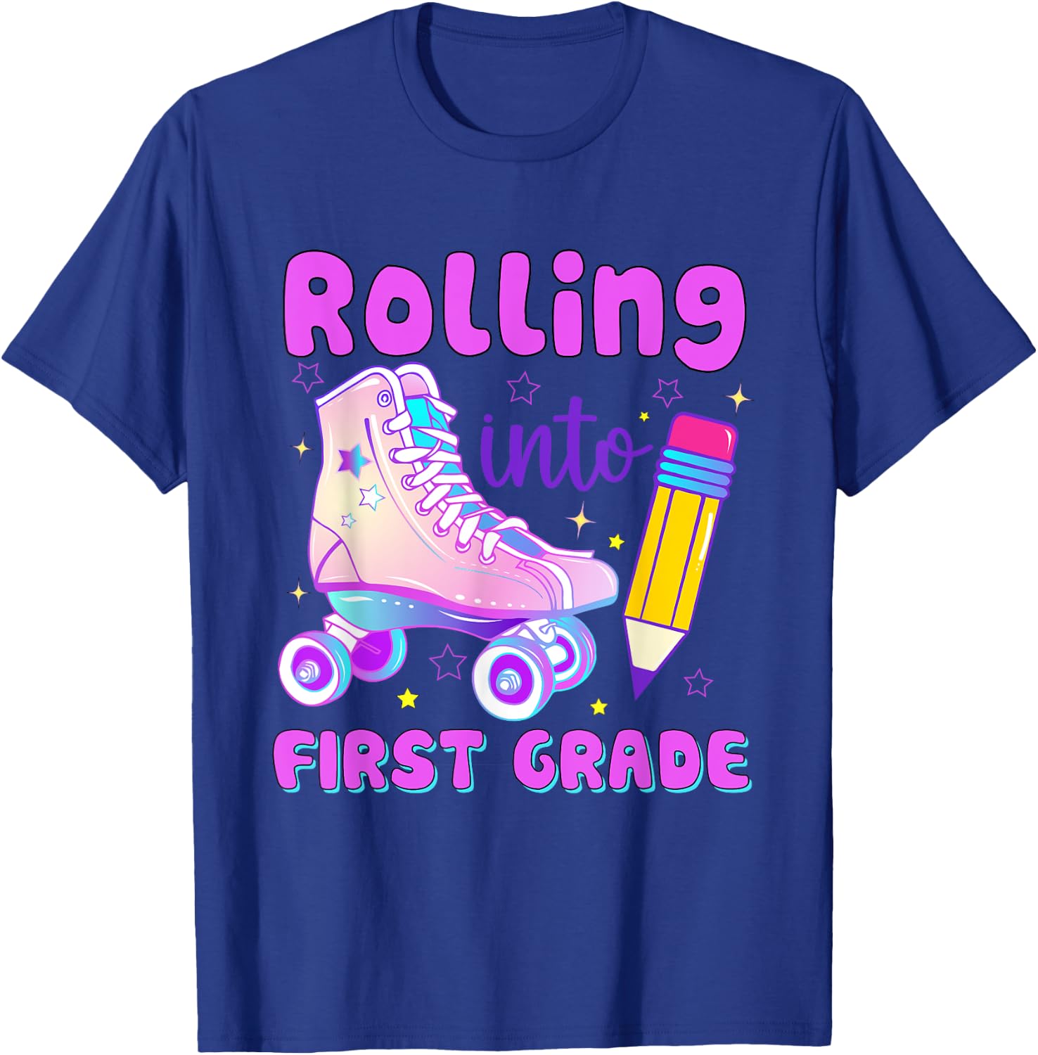 Rolling Into First Grade First Day of First Grade T-Shirt - T-Shirt | Royal
