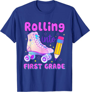 Rolling Into First Grade First Day of First Grade T-Shirt - T-Shirt | Royal