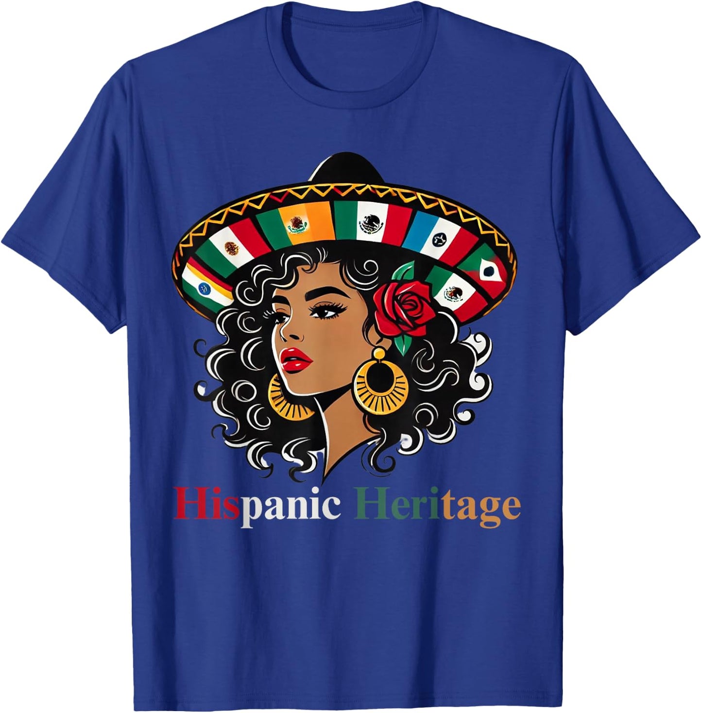 Hispanic Heritage Month Women's Latino All Countries Flags Hat T-Shirt - T-Shirt | Royal