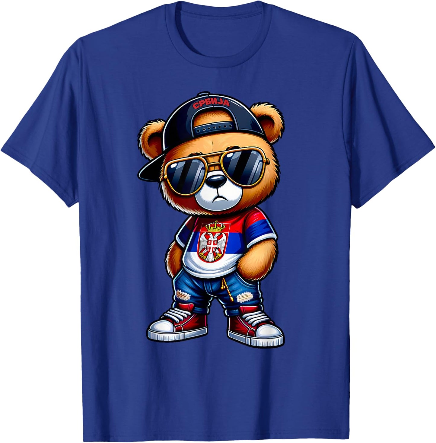 Cute Serbian Teddy Bear with Serbia Flag Yugoslavia Gift T-Shirt - T-Shirt | Royal