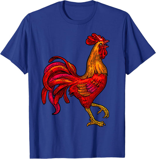 Red Rooster Vintage Retro Farmer Shirt Cock Bird Rooster T-Shirt - T-Shirt | Royal